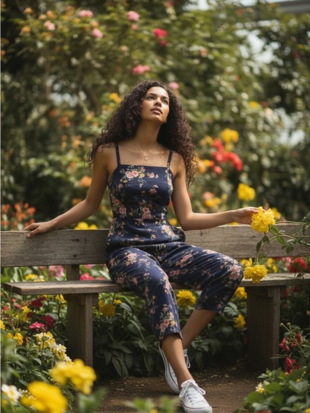 Old Navy Blue Floral Cropped Jumpsuit Size XS.